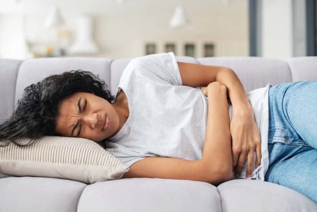 food sensitivity tests woman lying on couch