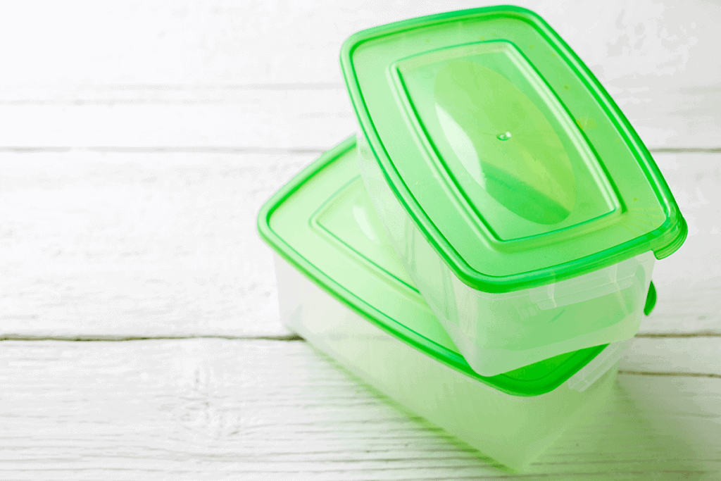 two plastic containers stacked