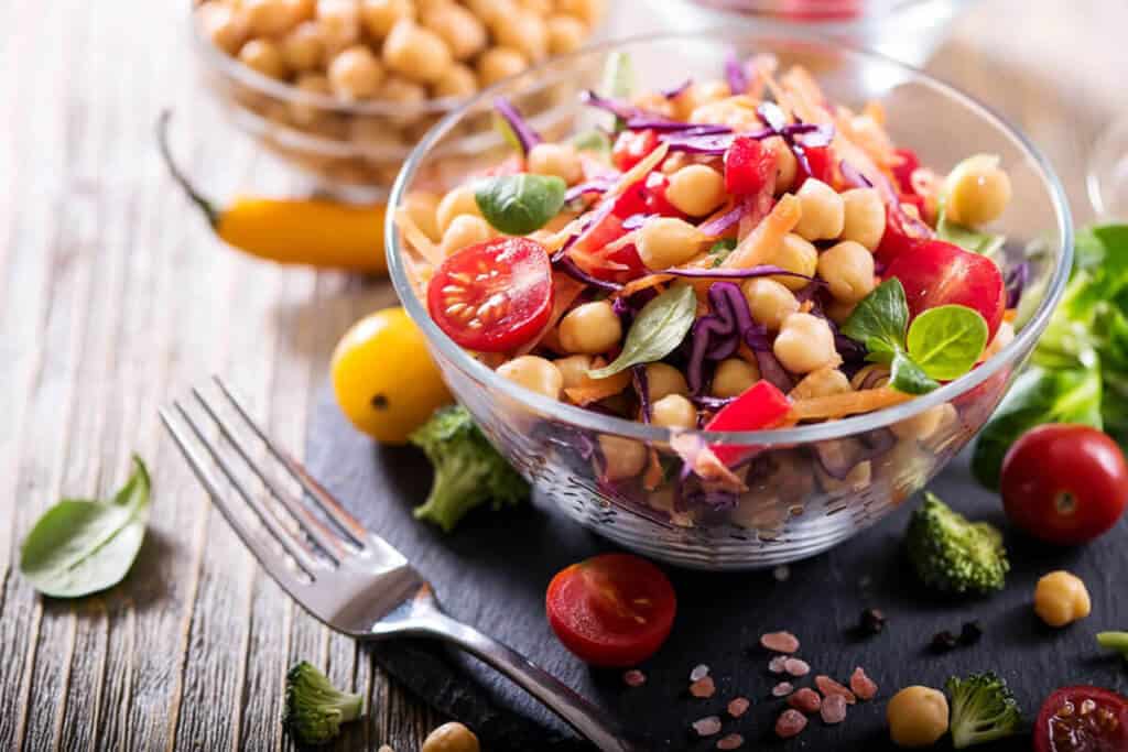 plant-based dish with chick peas and vegetables