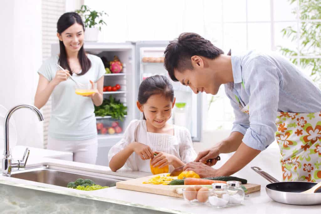 Image of family cooking