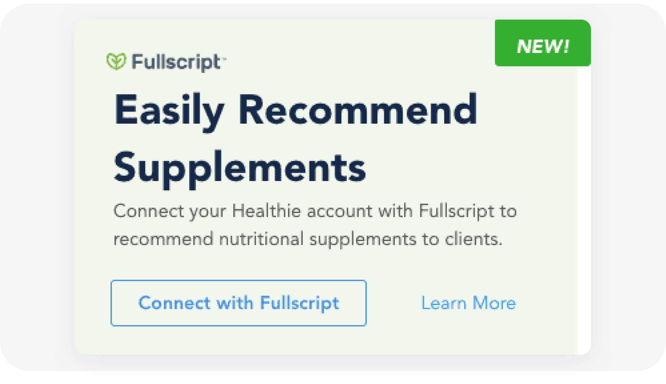 screenshot explaining practitioners to connect the Healthie platform with Fullscript to recommend supplements to clients