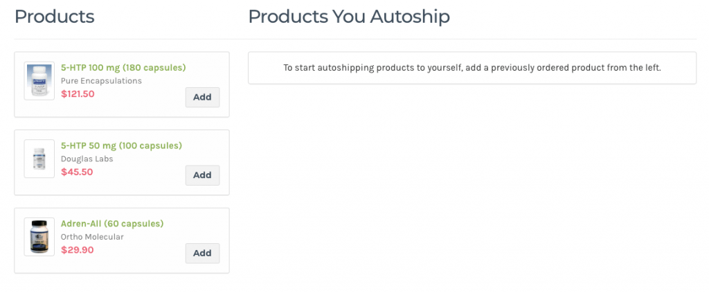 autoship choose products 