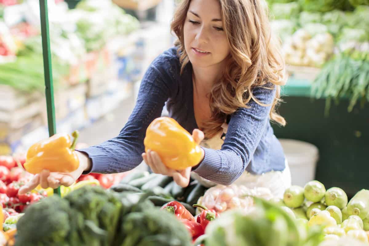 Woman picking organic produce