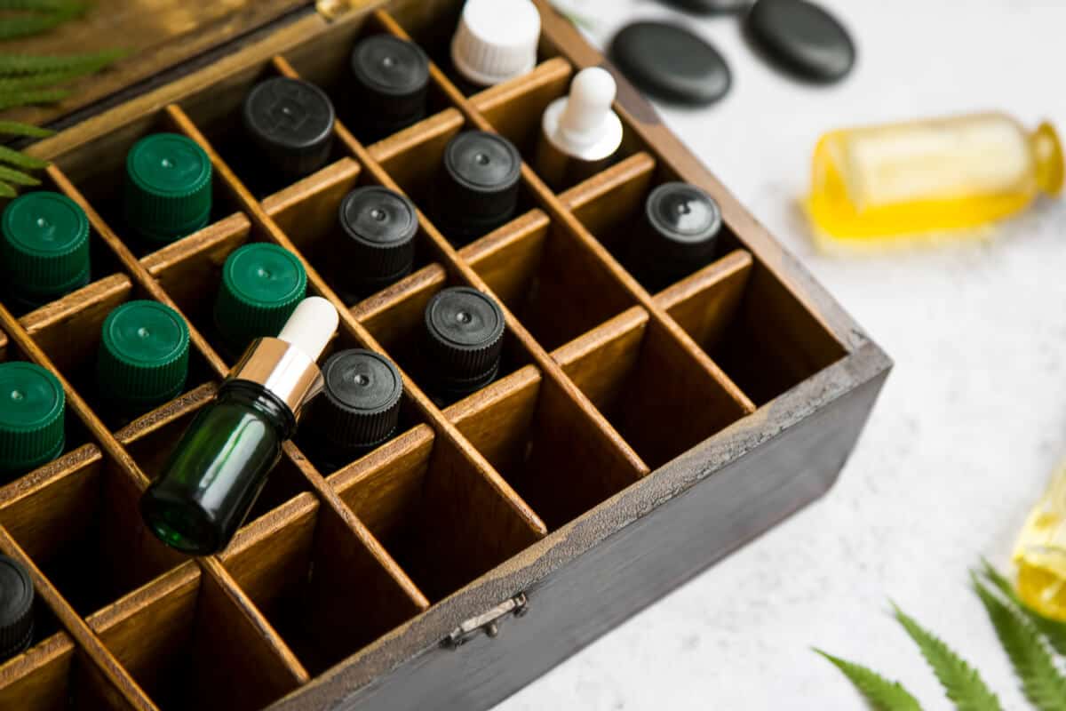Essential oils stored in a dark place 
