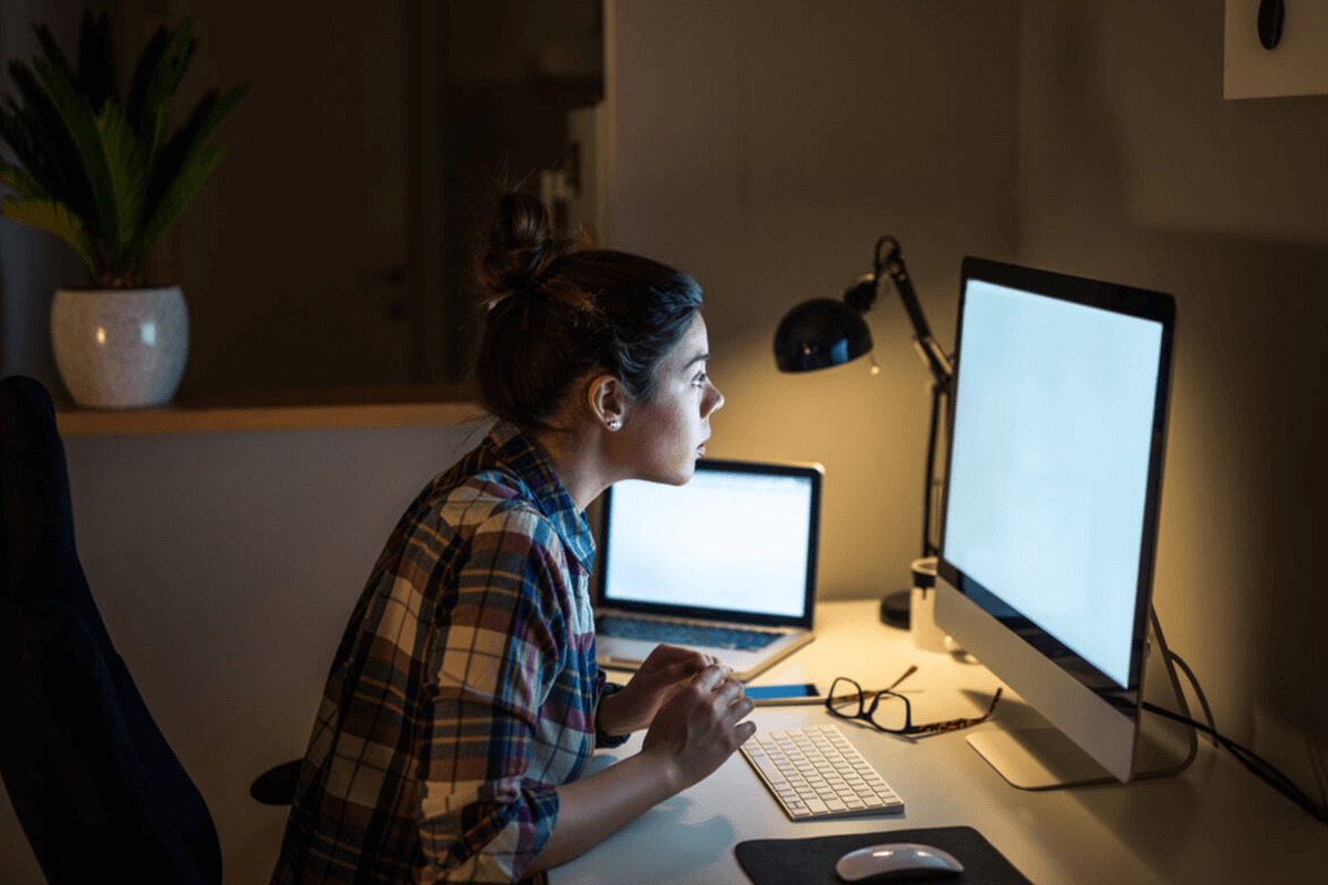circadian rhythms woman working at computer