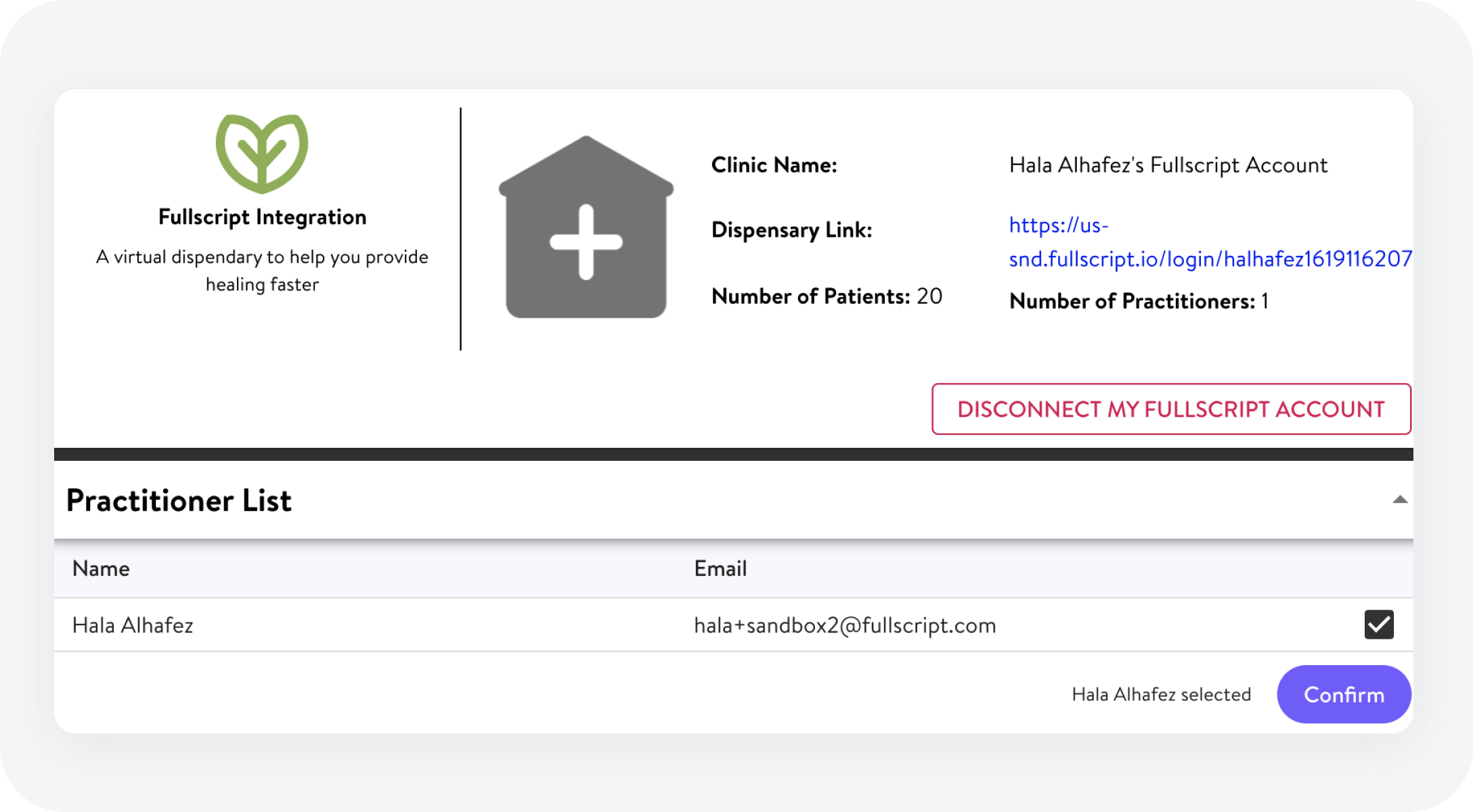 integrations partner screenshot of Flöka account settings