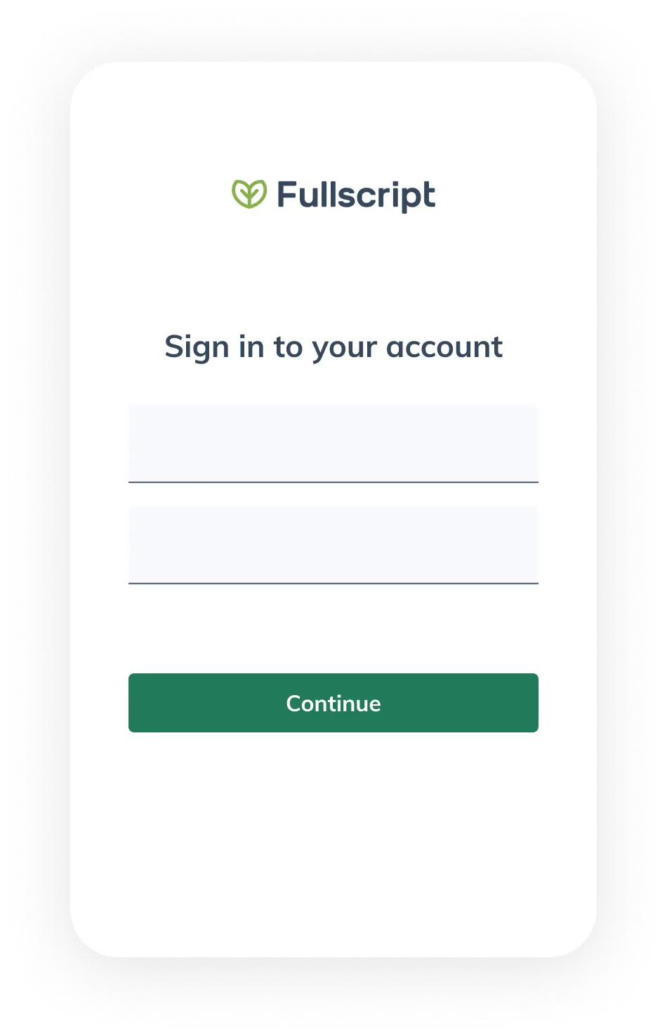 user sign-in page on a mobile